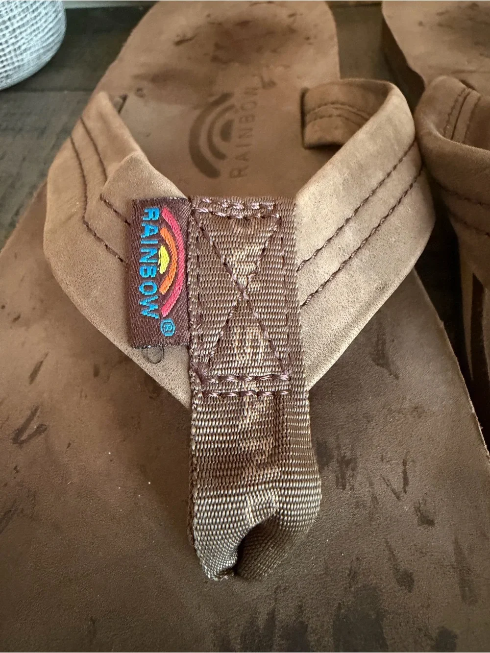 Rainbow Brown Men's Flip Flops with Padded Thong Straps XL 11-12